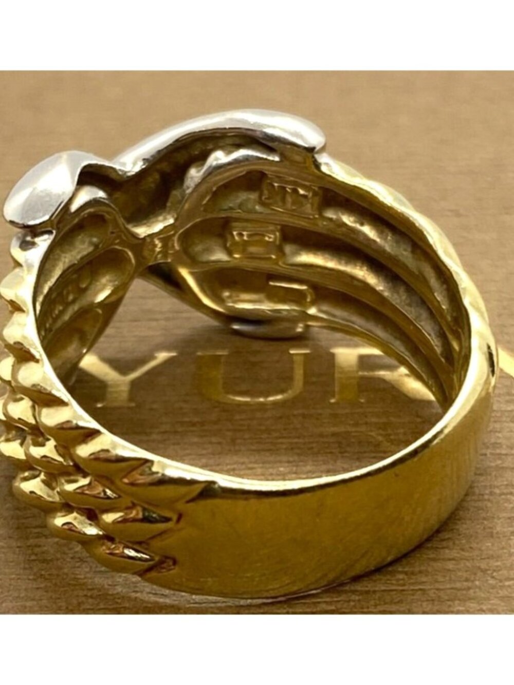 David Yurman 14K White and Yellow Gold Triple Cable X Ring Size 6.5 - Picture 8 of 9